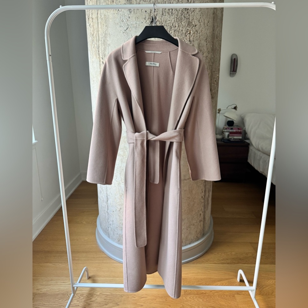 MaxMara Blush Pink Long Belted Wool Coat size 4